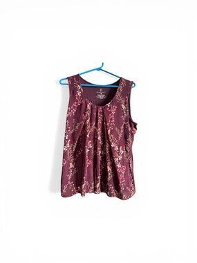 New York & Company Floral Pleated Camisole - Burgundy
